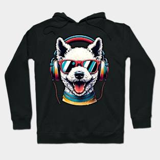 Smiling Pumi DJ Rocks in Colorful Japanese Art Hoodie